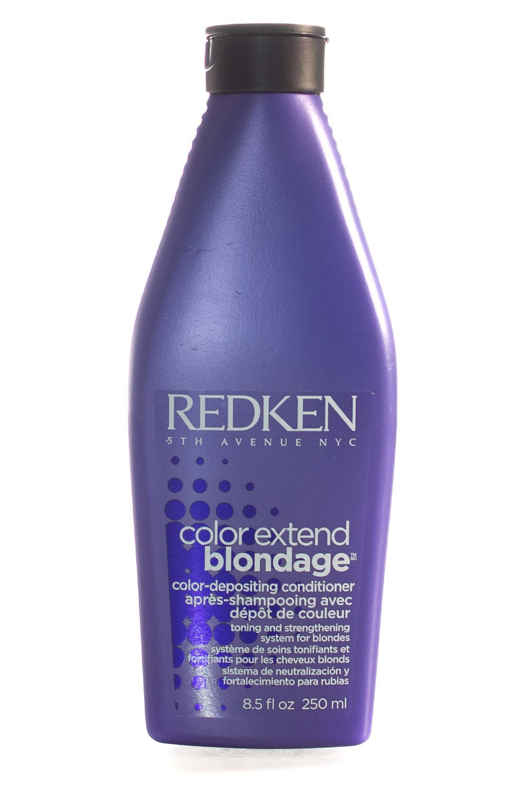 Colour-depositing conditioner for blonde hair.Contains ultra violet pigment and Triple Acid Protein complex to tone, strengthen and brighten all in one for a brighter, stronger blonde. The light purple conditioner helps detangle and smooth processed blonde hair or to condition natural blonde while keeping your color protected and bright. 