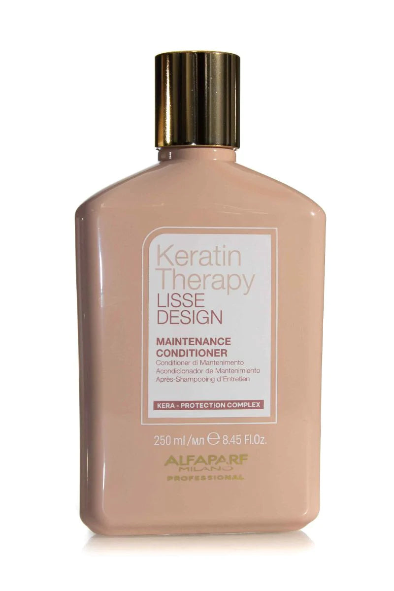 Maintenance Conditioner from the Lisse Design range, nourishes the hair and helps maintain and prolong the cosmetic effects obtained with salon treatments. The formula, enriched with Keratin and Babassu Oil leave the hair soft, tangle-free and glossy.